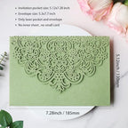 Hosmsua 50PCS Sage Green Wedding Invitation Pocket with Envelopes, 5.12 x 7.2 Trifold Laser Cut Lace Flora Invitations for Quinceanera Sweet 16 Quince Invitation (No Inner Sheet) - Image 2