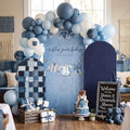 Chunful 3 Pcs Blue Jean Baby Shower Arch Backdrop Cover Baby Shower Photo Background Decor 2-Sided Round Top Cute Backdrop Arch Cover for Wedding Birthday Party Decoration 6 Ft/5 Ft/4 ft (Blue) by Chunful