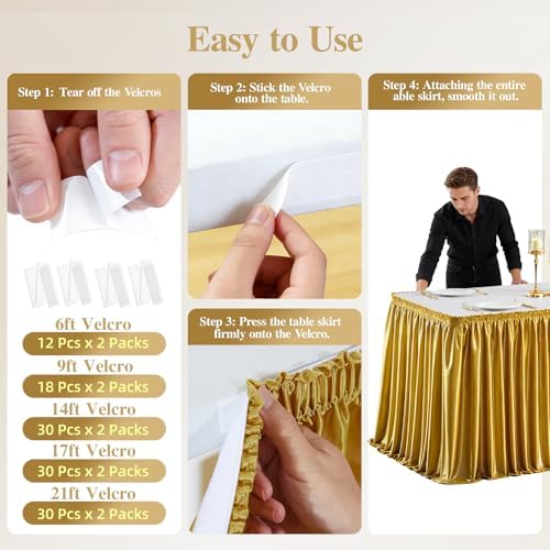 14ft Gold Satin Table Skirt for Rectangle & Round Table Teacher Desk Skirt - Image 5