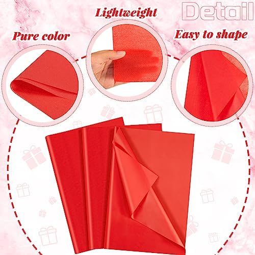 500 Sheet Red Tissue Paper Bulk 15 x 20 Inch for Christmas Wedding Gift Bag - Image 4