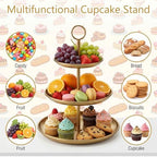 2 Pack Gold Cupcake Stand 3 Tier Stainless Steel Tiered Dessert Stand Display Tower for Wedding Birthday Party Baby Shower Festive Decor - Image 7