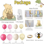 131PCS Pink Winnie Baby Shower Birthday Decorations for Girl Large Winnie Cutouts Stand Up, Pooh Balloons Arch & Bee Stickers for Gender Reveal, First Birthday, Photo Props & Newborn Party - Image 2