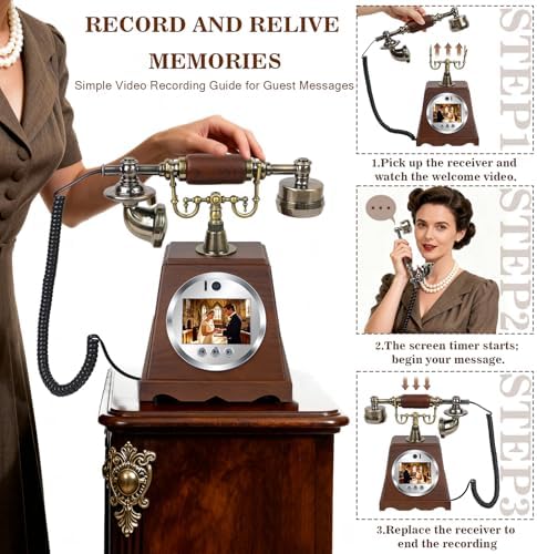 Video Audio Guest Book Wedding Phone, 3.5” 1080P Video Guestbook Phone for Wedding, Bridal Shower, Birthday Party, Baby Shower, Anniversary Engagement (Wood-Toned Brown) - Image 5