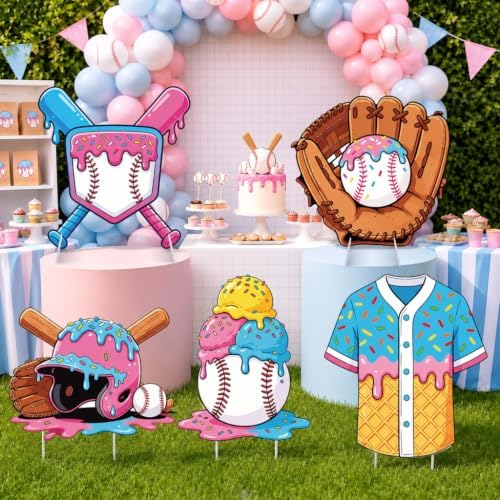 5Pcs Ice Cream Drip Baseball Party Decoration Sports Photo Props by WelcometoLawnIdyll