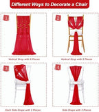 Red Chair Sashes for Wedding: 32 Pieces 8ft Long Sheer Draping Fabric – Reception Party Hotel Event Chair Decorations - Image 3