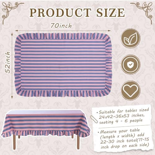 Tudomro Striped Tablecloth, Rectangle, Peony, Slate Blue, 52'' X 70'' - Image 2