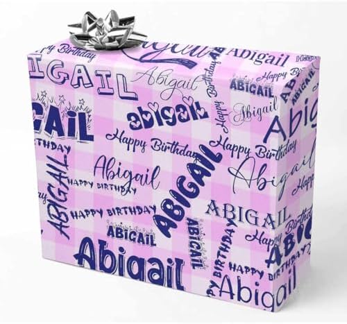 AOFUN Personalized Name Text Cute Birthday Wrapping Paper Christmas Wrapping Supplies Wrapping Paper For Men Personalized Name Text Custom Name Gift 3 Rolls 58" x 23" by Unknown