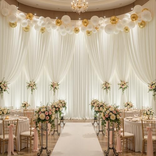 50x10FT Backdrop Curtains with Rod Pockets - Wrinkle Free Photo Stage Backdrop 10 Panels Curtains Drapes for Photography Wedding Party Baby Shower Decorations (Beige) - Image 2