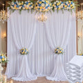50×14 ft White Wrinkle Free Backdrop Curtain for Wedding Parties, 10 Panels 5×14ft Height Soft Silky Polyester Backdrop Drapes White Photo Back Drop Curtains for Birthday Photography Background Cloth by ENJOYYOURPARTY