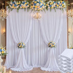 50×14 ft White Wrinkle Free Backdrop Curtain for Wedding Parties, 10 Panels 5×14ft Height Soft Silky Polyester Backdrop Drapes White Photo Back Drop Curtains for Birthday Photography Background Cloth by ENJOYYOURPARTY