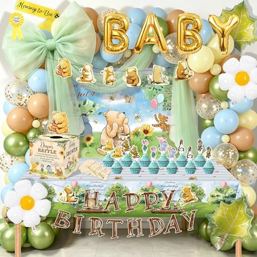 153Pcs Classic Winnie Bear Baby Shower Decorations Party Supplies by Unknown