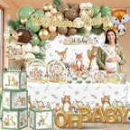 Woodland Baby Shower Decorations,260pcs Woodland Animals Baby Shower Decorations With Plates and Napkins Cups Tablecloth Backdrop Balloon Arch Cake Toppers for Woodland Creatures Baby Shower Supplies - Image 2