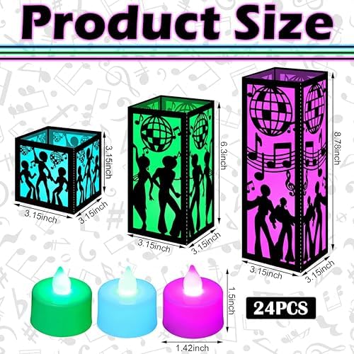 Rossesay 24 Pcs Disco Lantern Table Centerpiece for 70s Music Party Decor - Image 2
