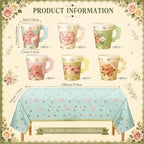 Yungyan 193 Pcs 48 Set Floral Tea Party Supplies, Tea Party Plates and Napkins Set with Tablecloth, Disposable Handle Teacups and Saucers for Birthday Wedding Bridal Shower Decorations(Classic Style) - Image 3