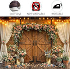 15x10ft Western Wedding Backdrop Rustic Barn Door Photography Backdrop Farmhouse Pink Flower Cabin Wooden Birthday Baby Shower Country Anniversary Bridal Party Banner Photo Booth Props Background - Image 7