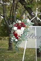 Faux Flower Swag Set of 2 for Wedding Welcome Signs Floral Swag Wedding Reception Ceremony Signs Decor(Burgundy red & Cream) - Image 4