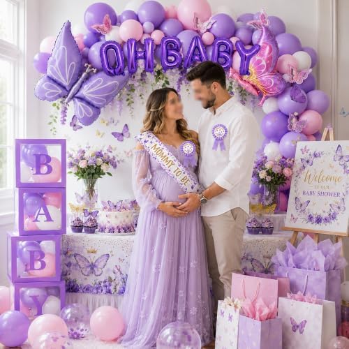 Purple Butterfly Baby Shower Decorations for Girl Party Supplies Set - Image 7