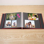 Large Photo Album Self Adhesive for 4x6 8x10 Magnetic Scrapbook Album DIY 60 Black Sticky Pages Linen Cover Photo Album(Red) - Image 3