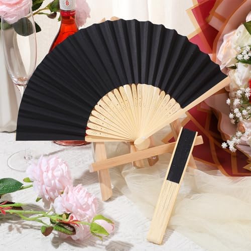 Yinkin 300 Pack Folding Hand Fans Bamboo for Party Favors, Black - Image 6