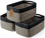 3 Pack Storage Baskets for Organizing, 13.7×9.5×6.3", Black Brown by MaxuniTechLife