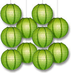 14 Inch Grass Green Paper Lantern Remote Controlled LED Lights (10-Pack Combo Kit) - Image 3