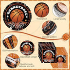 Potchen 452 Pcs Basketball Plates Napkins Party Supply, Black Orange - Image 3