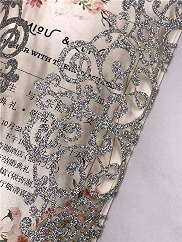 50 Sets 250GSM Silver Glitter Laser Cut Wedding Invitations Cards With Envelopes Inserts Birthday Greeting invites cards Bridal Shower 5X7 - Image 5