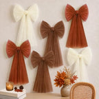 6PCS Large Fall Bows for Backdrop Cute Giant Mesh Bows Hanging Wall Decor by Afniimyapt