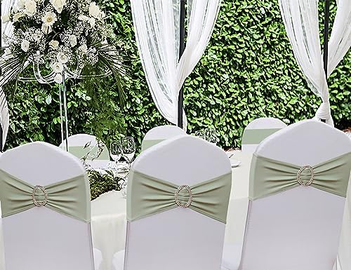 50 Pack Sage Green Chair Sashes, Chair Bands for Folding Chairs, Chair Ties Bows with Buckle Slider for Wedding Party Banquet Decoration - Image 3