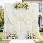 60ft x 12ft Wrinkle Free Ivory Backdrop Curtains for Parties, 12 Panels 12FT Long Silky Polyester Photo Backdrop Drapes Back Drop Cloth for Wedding Birthday Photography Background Decor by CO-AVE