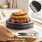 Wenqik Black Metal Cake Stand 16 Inch with Cutting & Spatula - Image 3