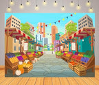 BELECO 8x6ft Fabric Cartoon Farmers Market Backdrop Fresh Farm Vegetables and Fruits, Farmers Market Stall Background for Themed Party Decorations Birthday Baby Shower Photoshoot Studio Props - Image 3