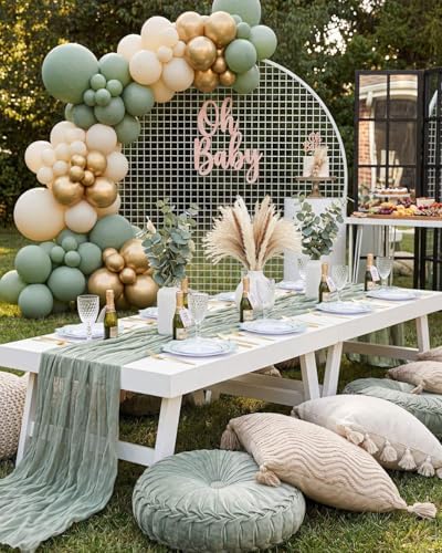 WDF 100PCS Mint Green Plastic Plates - Green Spring Plates Disposable - Heavy Duty Scalloped Plastic Plate for Parties/Wedding - Image 5