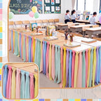 Reallnaive 14 ft x 30 Inch Table Skirt for Teacher Desk, Pastel, Simple - Image 4