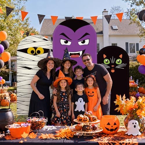 Moukeren 3 Pcs Halloween Black Cat Arch Backdrop Cover, 4ft 5ft 6ft Decor - Image 4