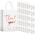 Tinlade 100 Pcs Thank You Gift Bags Bulk Paper Gold Thank You Wedding Bags with Handle for Business, Shopping, Wedding, Baby Shower, Party Favors (Rose Gold) by Tinlade