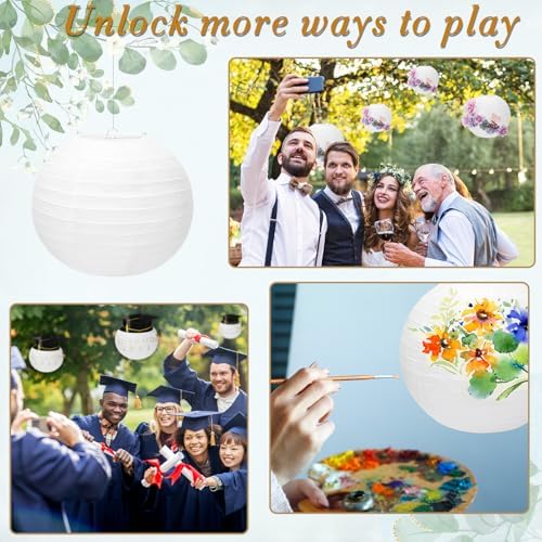 24 Packs White Paper Lanterns 10 Inch Chinese Japanese Hanging Paper Lanterns Lamp Round with Clear Fishing Line DIY Table Centerpiece Decoration for Wedding Birthday Party Baby Shower Indoor Outdoor - Image 4