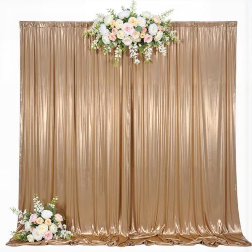 10x10ft Light Champagne Backdrop Curtains Wedding Party Glitter Sequin Curtain Backdrop Fabric Shimmer Drapes Backdrop Bridal Baby Shower Birthday Christmas Photoshoot Background 5x10FT，2 Panels - Image 6