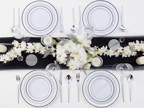 U-QE 100pcs Black Plastic Plates for Party - Black Plates Disposable - Image 4