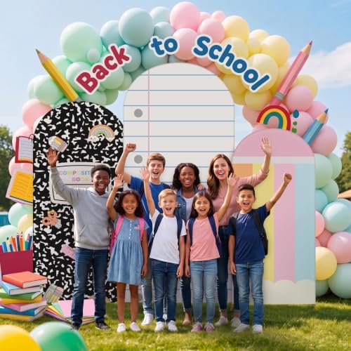 Moukeren 3 Pcs Back to School Themed Arch Backdrop Cover 4ft 5ft 6ft Decor - Image 5