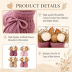 gisgfim 4 Set Baby Shower Centerpieces with 8 Pcs Fabric Flowers Baby Shower Table Decorations Gender Reveal Party Supplies Knitted Infant Booties Bulk for Boy Girl Birthday Newbron Party Decoration - Image 5