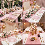 175PCS Pink Plastic Plates for 25 Guests, Disposable Plates for Party, Heavy Duty Disposable Plate Set Include: 25 Dinner Plates, 25 Dessert Plates, 25 Cups and Cutlery for Mother's Day - Image 7