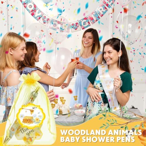 Chuangdi 50 Sets Baby Shower Favors Gifts for Guests Includes 50 Pcs Ballpoint Pens, Thank You Cards and Organza Bags(Bee) - Image 5