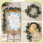 Riceshoot 4 Pcs 26 ft Artificial Eucalyptus Vines Garland with Flowers Faux Floral Greenery Garlands Rose Wreath for Wedding Party Arch Table Decor Backdrop Decorations (Dusty Blue) - Image 5