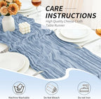 20 Pack Dusty Blue Cheesecloth Table Runner, 17x108 Inch Semi Sheer Boho Gauze Cheese Cloth Fabric Table Runners for Wedding Party Baby Shower Birthday Garden Farmhouse Table Decor - Image 4