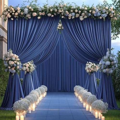 24x10FT Navy Blue Backdrop Curtains for Wedding Parties, Wrinkle Free Polyester Photography Backdrop Drapes for Graduation Baby Shower Birthday Stage Background Stand Decorations 4x10ft,6 Panels - Image 5