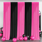 Black and Pink Backdrop Curtain 10x10FT – Sweet & Cool Party Photo Booth Background, Wrinkle Free Studio Backdrop for Girl Birthday, Baby Shower, Beauty Salon Decor by Gewonelife