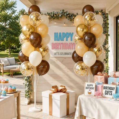 Hiins Brown Gold Balloon Stand Kit Set of 2 With base for Party Decor - Image 7