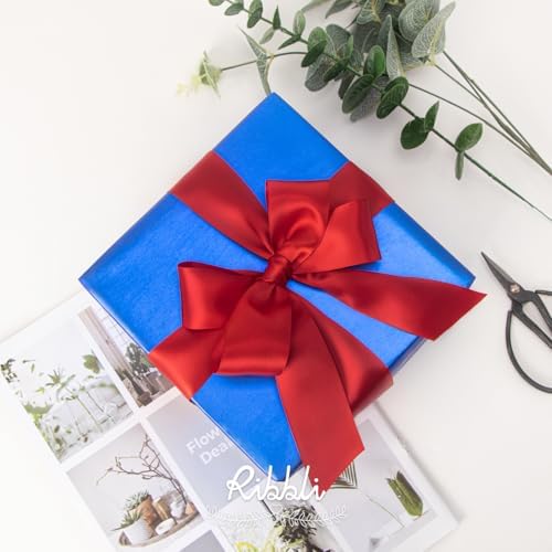 Ribbli Red Double Faced Satin Ribbon,1-1/2” x Continuous 25 Yards,Use for Bows Bouquet,Christmas Gift Wrapping,Floral Arrangement (Pack of 3) - Image 4