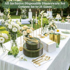 DaYammi 350PCS Sage Green Plastic Dinnerware Set for 50 Guests - Image 2